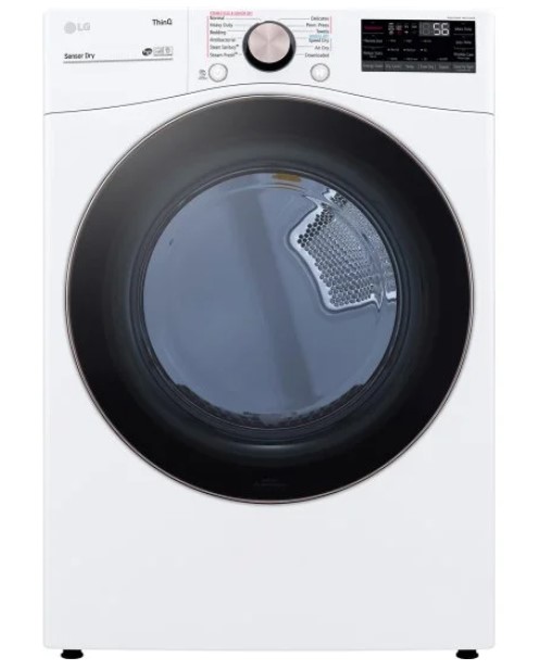 LG 7.4 cu. ft. Ultra Large Capacity Smart Wi-Fi Electric Dryer with TurboSteam™ - White (DLEX4000W)