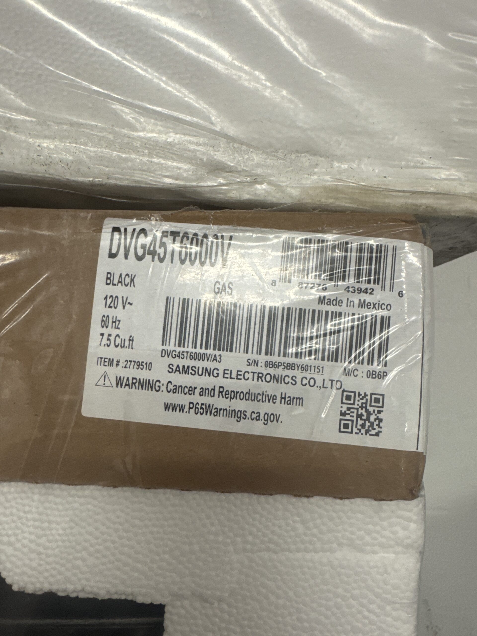 Samsung 7.5 cu. ft. Gas Dryer with Sensor Dry & Smart Care - Brushed Black (DVG45T6000V) - Image 2