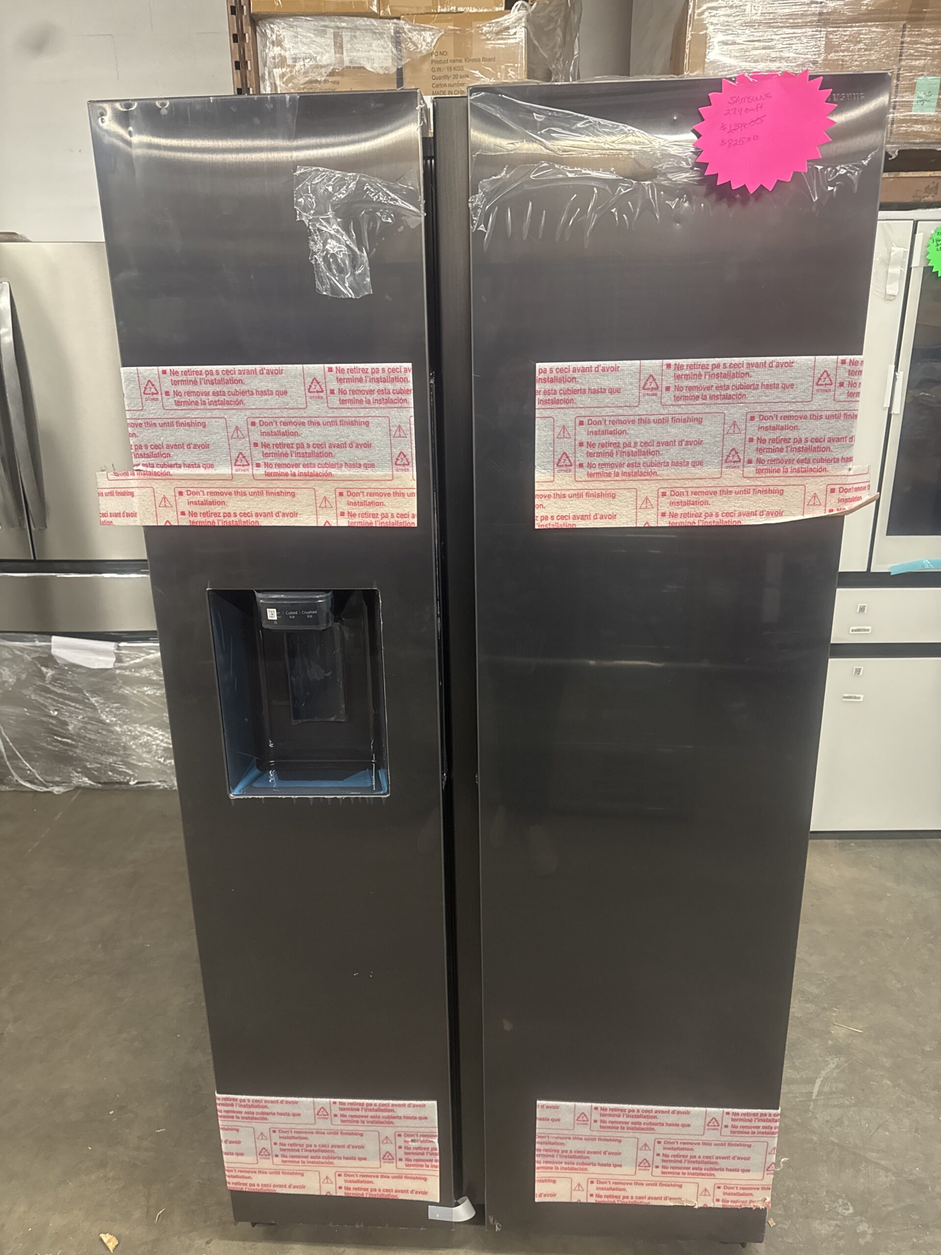 Samsung RS27T5200SG Side-by-Side Refrigerator in Black Stainless Steel with External Ice and Water Dispenser