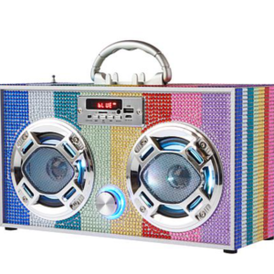 Retro Bling Bluetooth Boombox - LED Dancing Speakers & Phone Holder