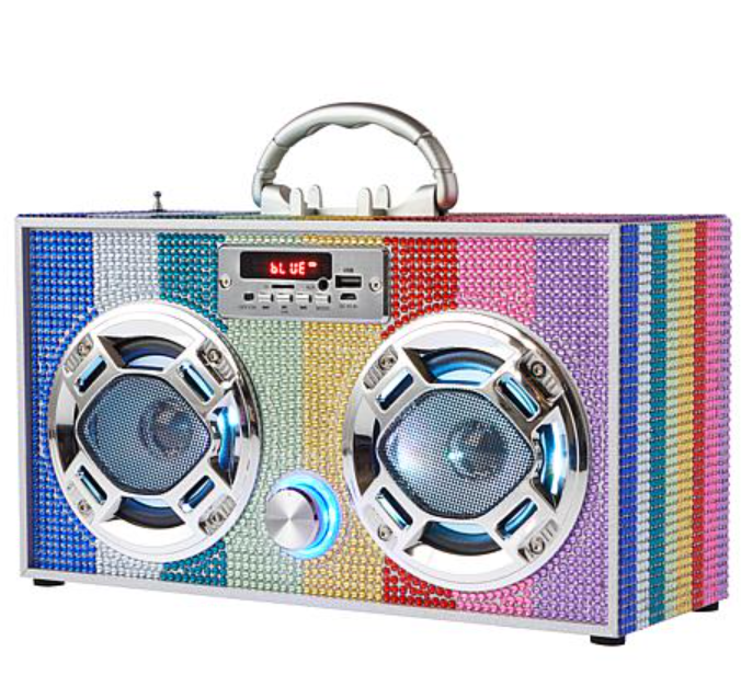Retro Bling Bluetooth Boombox - LED Dancing Speakers & Phone Holder