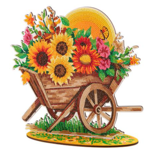 Craft Buddy Crystal Art Sunflower Wagon Kit - 3D Wooden Diamond Painting