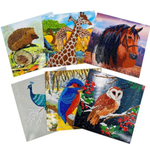 Craft Buddy Crystal Art Wildlife Card Kit - 6 Pack Diamond Painting Greeting Cards