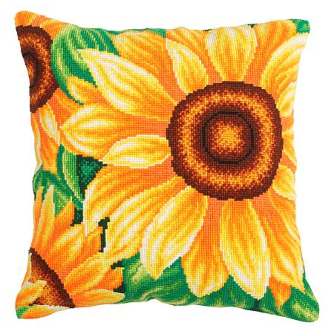 Craft Buddy Sunflower Cushion Cross Stitch Kit - DIY Decorative Pillow