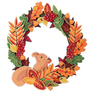 Craft Buddy Crystal Art Buildable Fall Wreath Kit - 3D Diamond Painting Squirrel