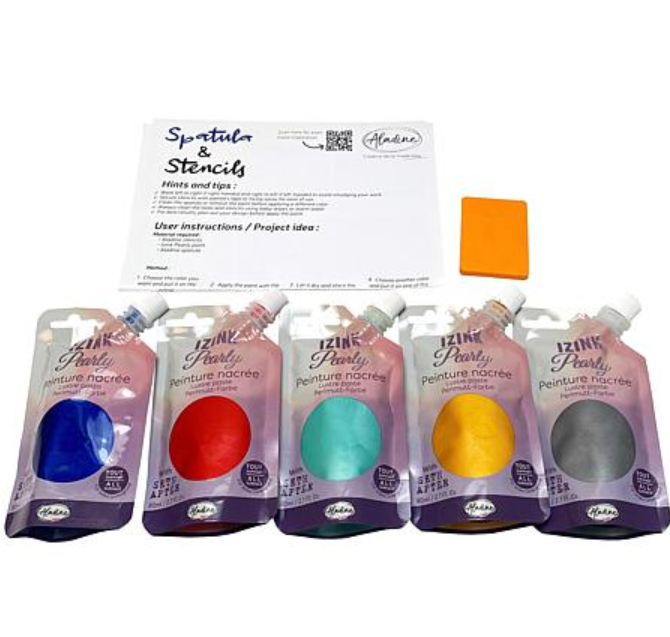 Izink Pearly Pearlescent Luster Paste Set - 5 Vibrant Colors with Spatula