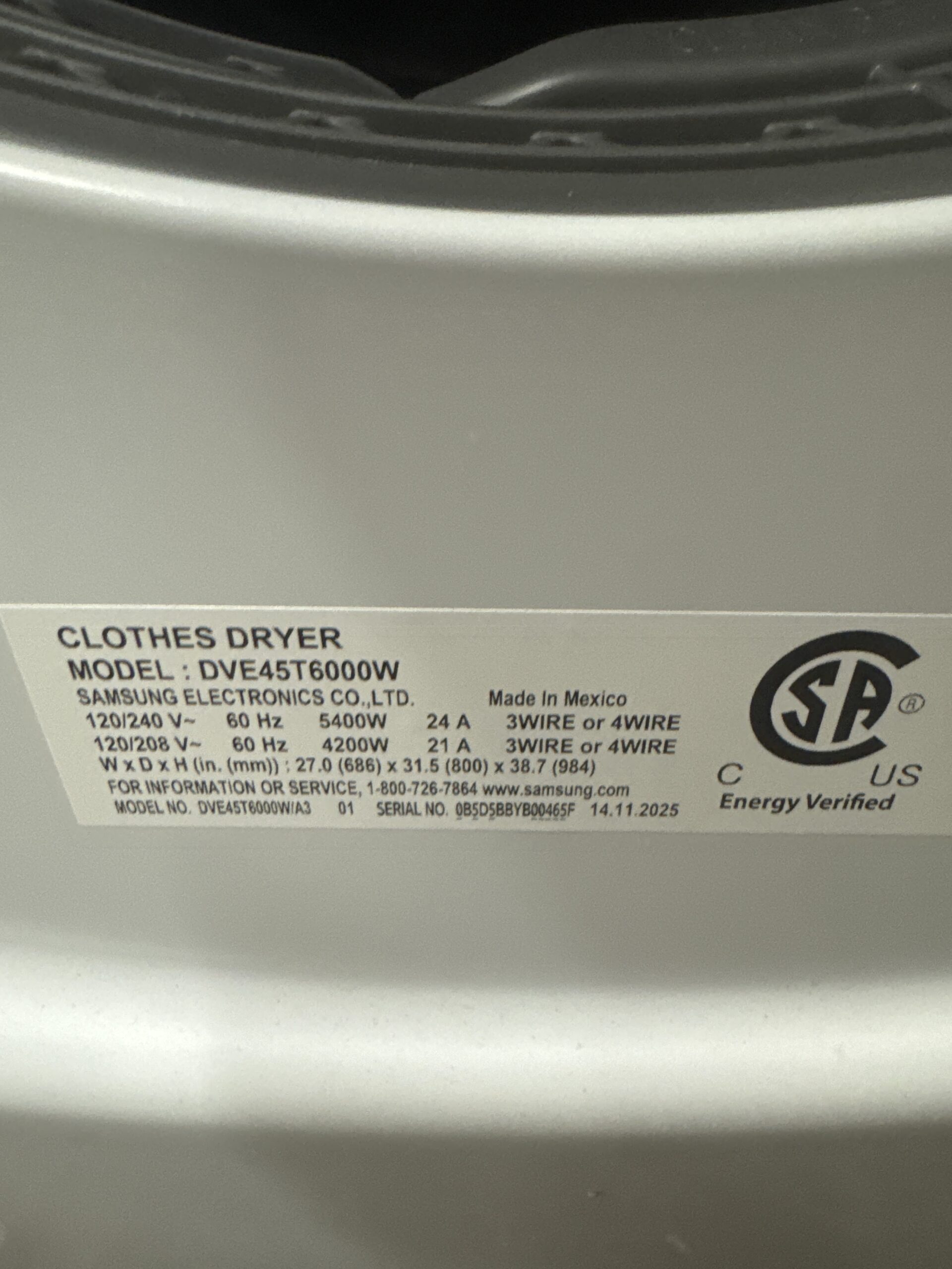 Samsung 7.5 cu. ft. Electric Dryer with Sensor Dry - DVE45T6000W - Image 4