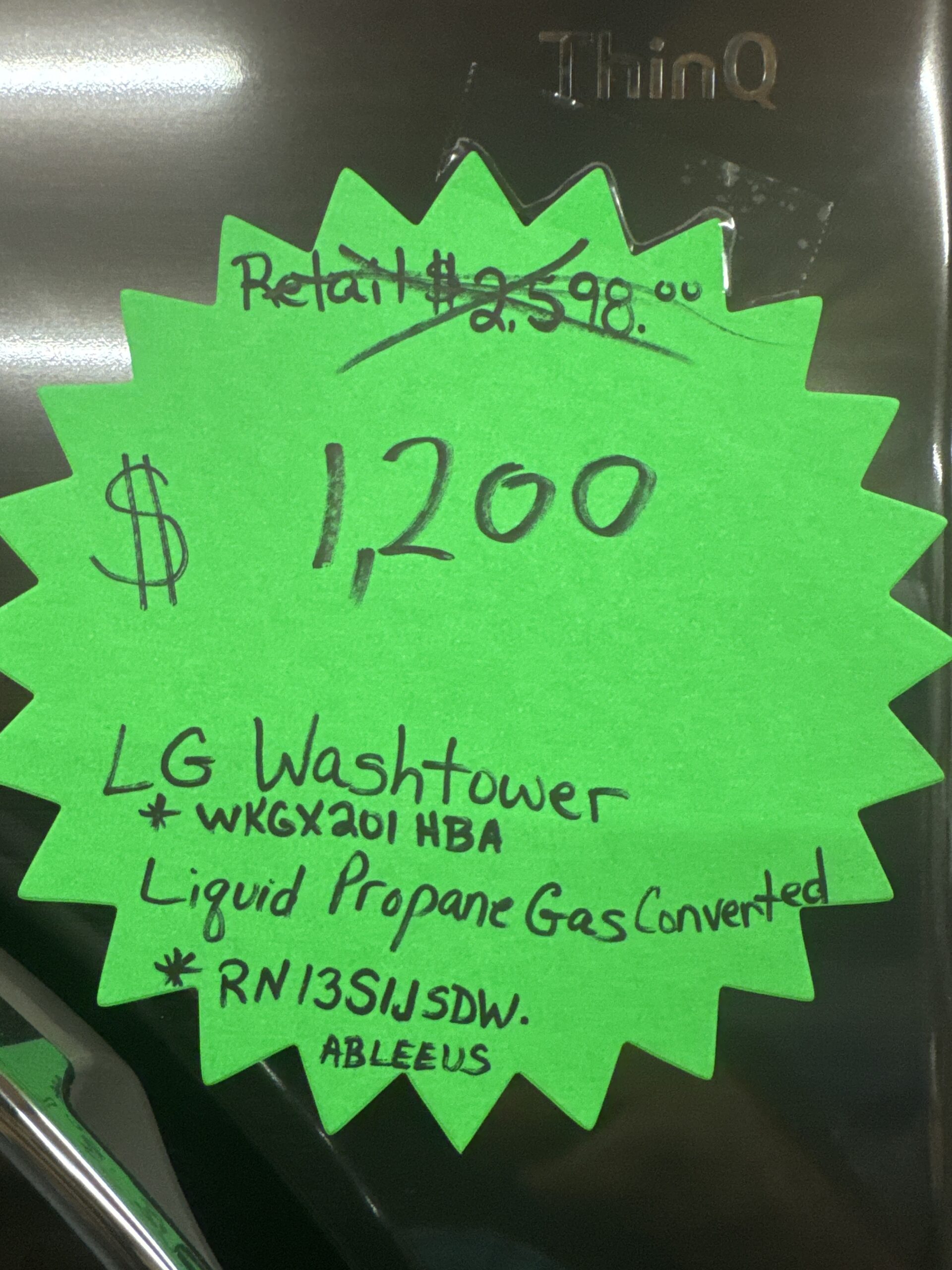 LG WashTower WKGX201HBA - Gas Laundry Center (Liquid Propane Converted) - Image 4